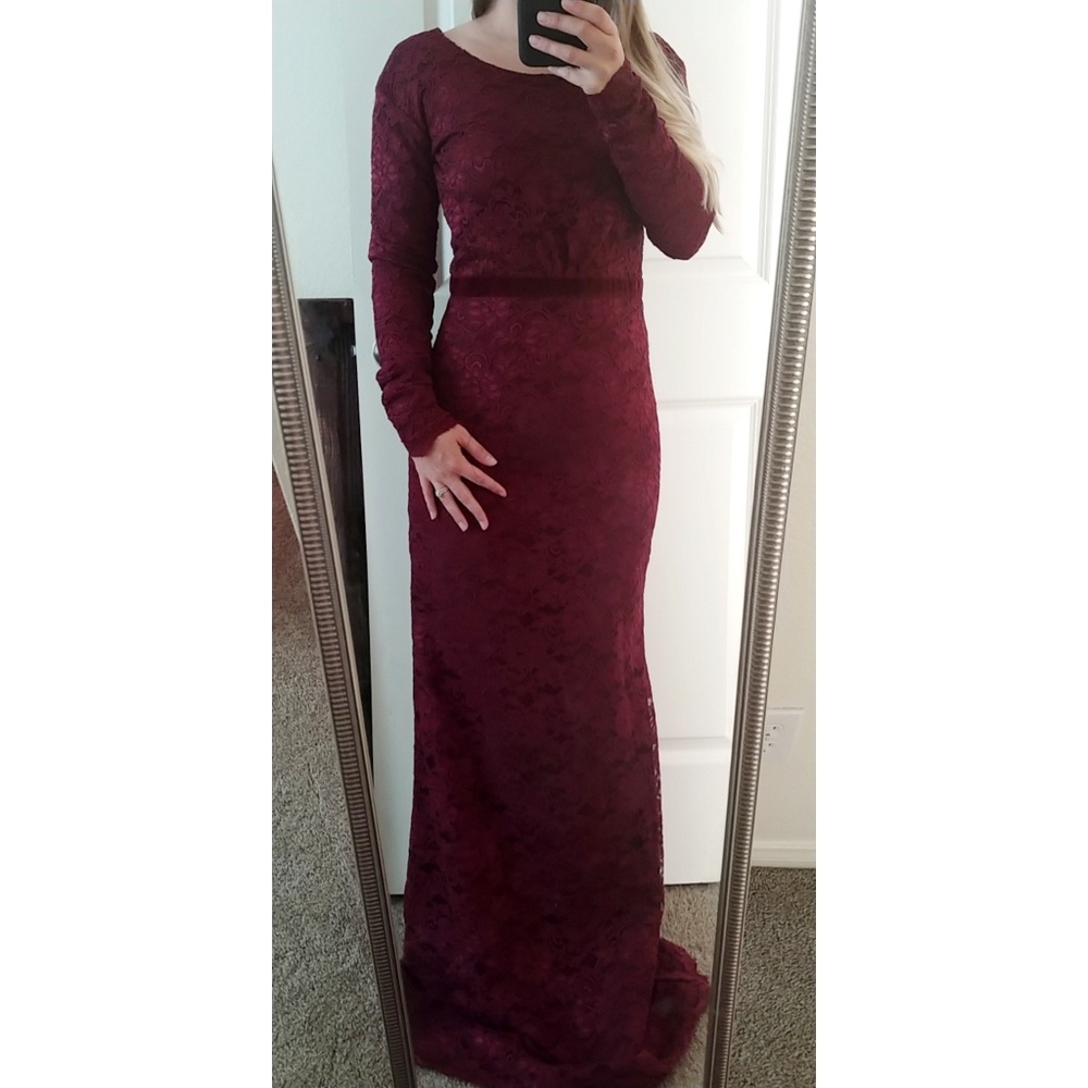 Burgundy Lace Formal Gown